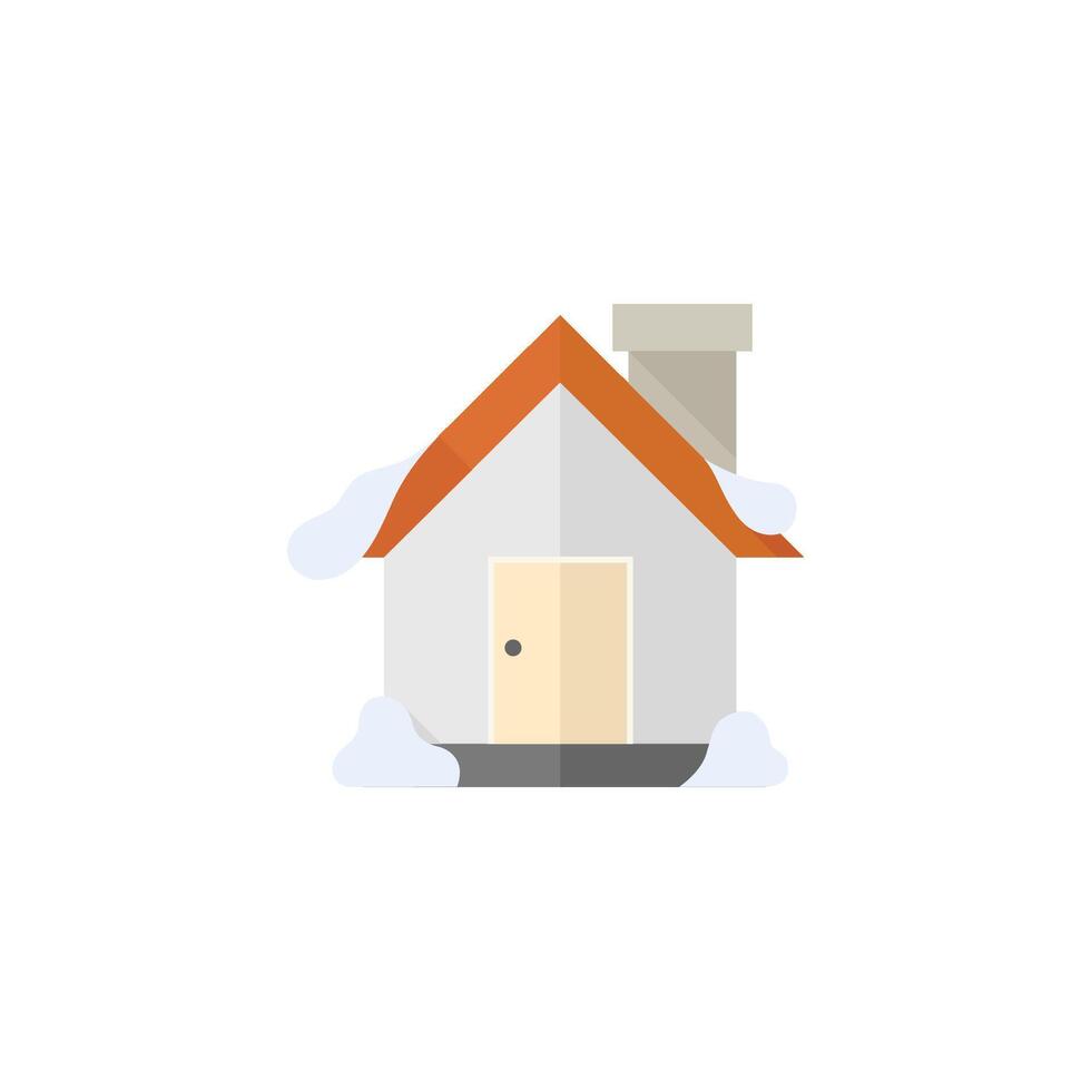 House with snow icon in flat color style. December Christmas vector