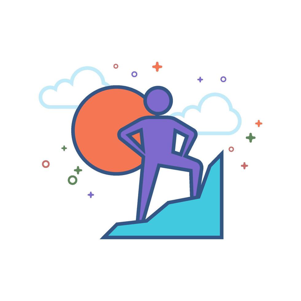 Rock climbing icon flat color style vector illustration