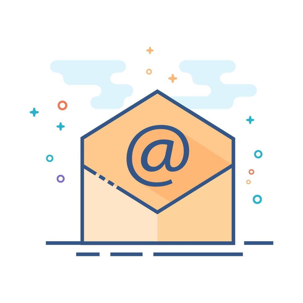 correo electrónico icono plano color estilo vector ilustración