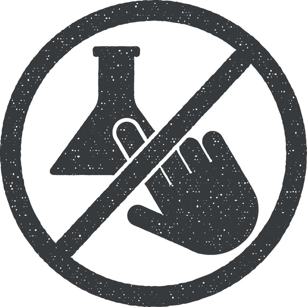 do not touch the chemical icon vector illustration in stamp style