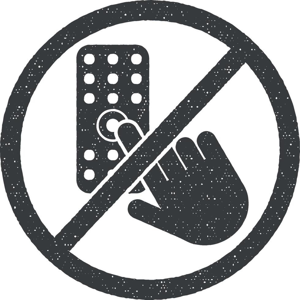 do not touch, remote icon vector illustration in stamp style