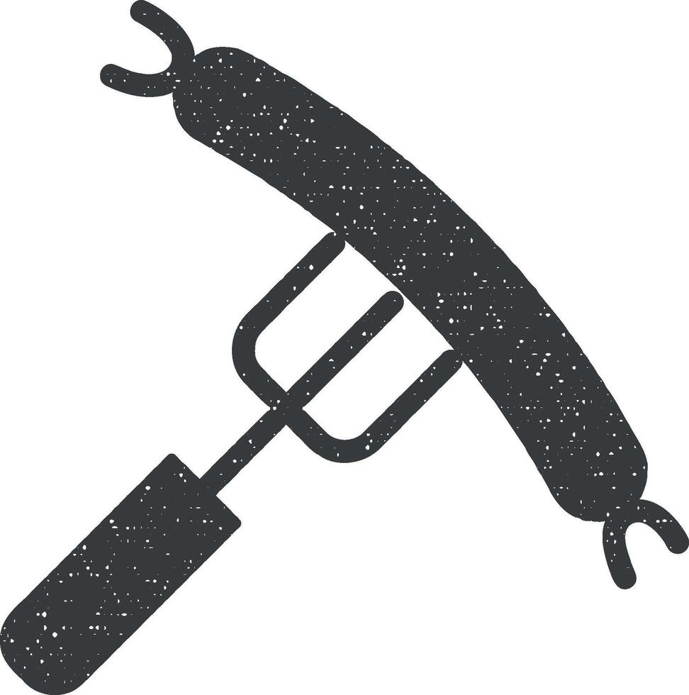 comida tenedor salchicha icono vector ilustración en sello estilo