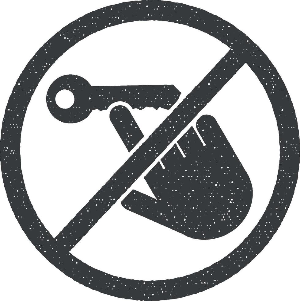 don't touch, key icon vector illustration in stamp style