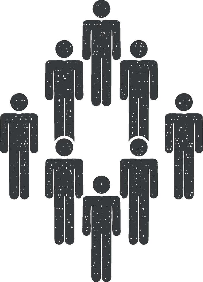 people, group icon vector illustration in stamp style