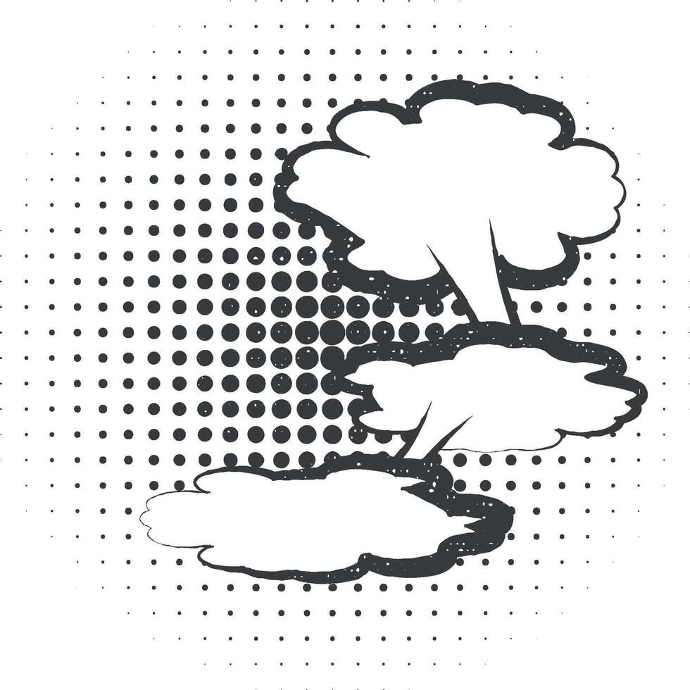 pop art, speech bubble, clouds icon vector illustration in stamp style