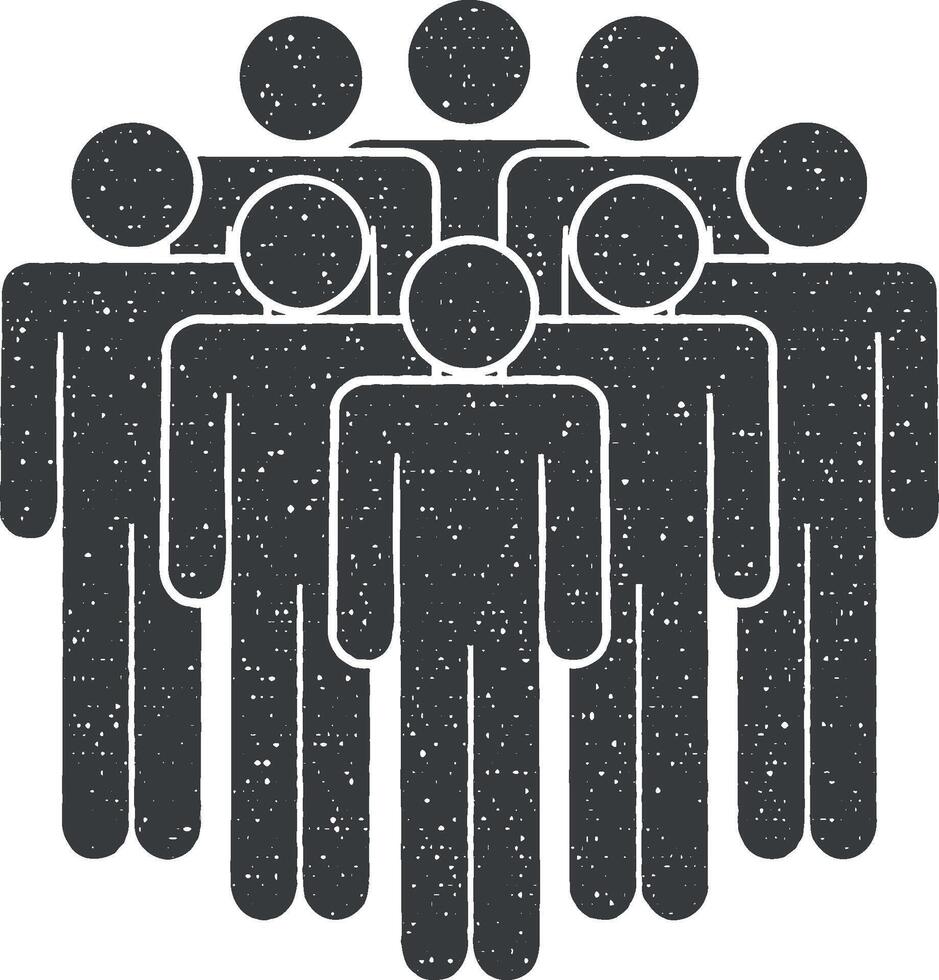 people, team icon vector illustration in stamp style