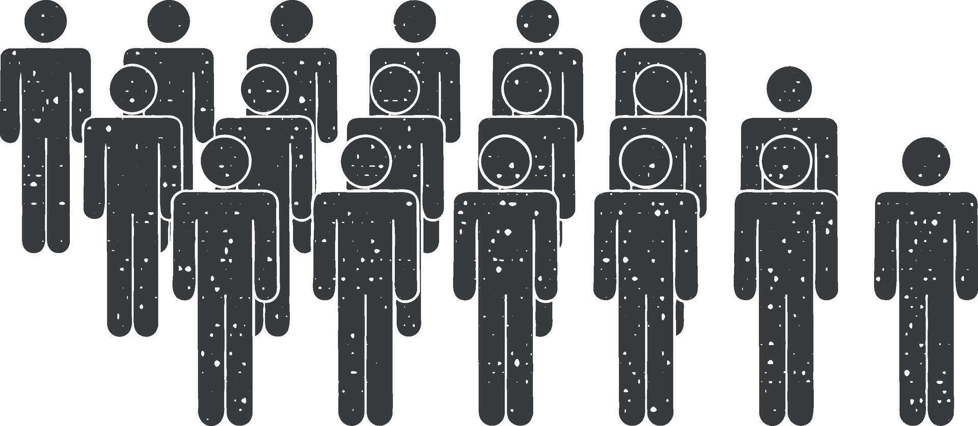 people, group icon vector illustration in stamp style