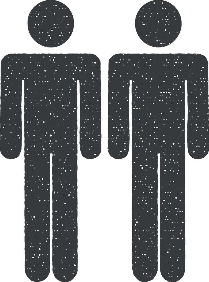 people, two, friends icon vector illustration in stamp style