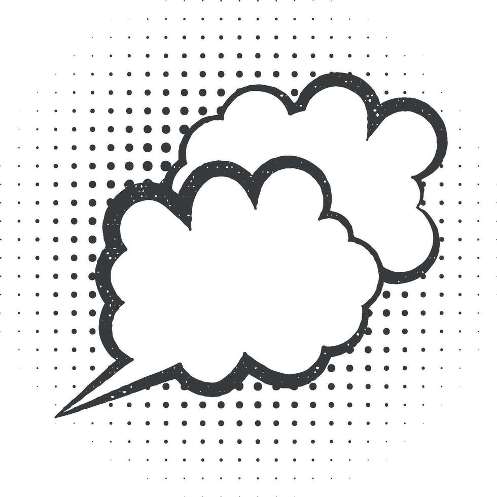 pop art, speech bubble, clouds icon vector illustration in stamp style