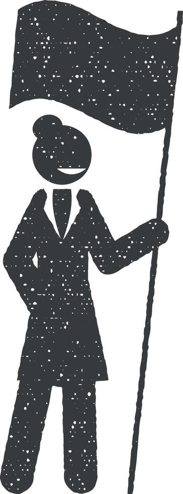 businesswoman, boss icon vector illustration in stamp style