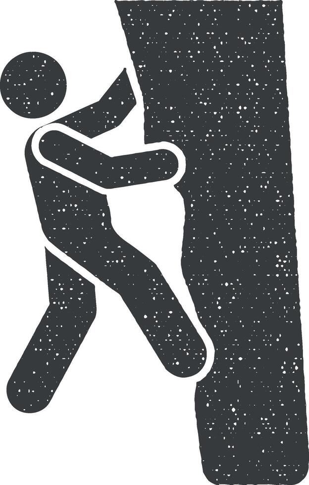 Man adventure mountain climb icon vector illustration in stamp style