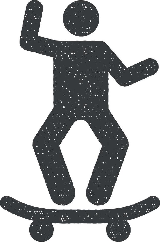 Man skateboard skate adventure icon vector illustration in stamp style