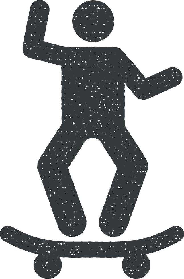 hombre patineta patinar aventuras icono vector ilustración en sello estilo