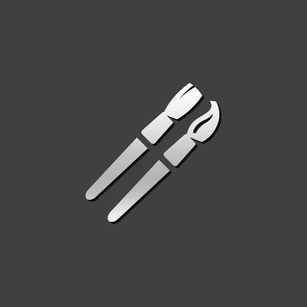 Paint brushes icon in metallic grey color style. Artist painting drawing vector