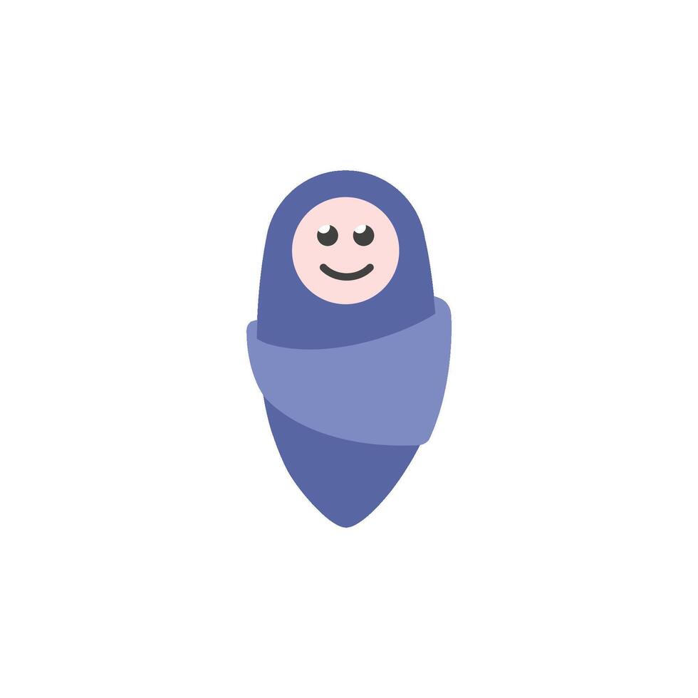Newborn baby icon in flat color style. Toddler smile happy adorable cute vector