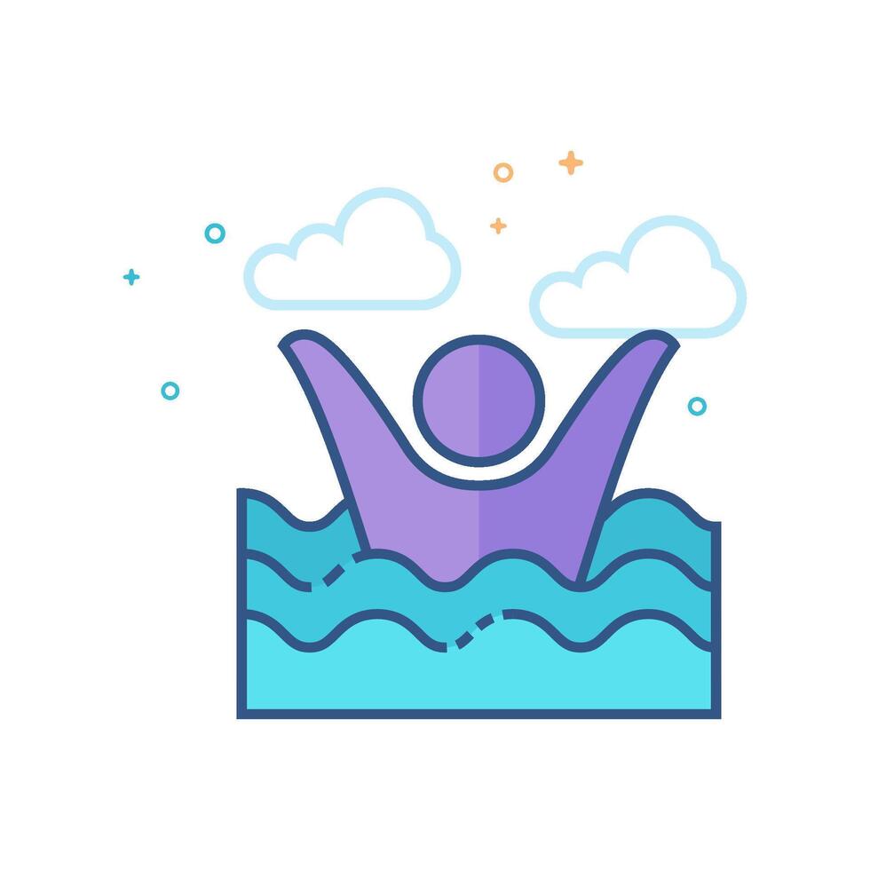 Drowned man icon flat color style vector illustration