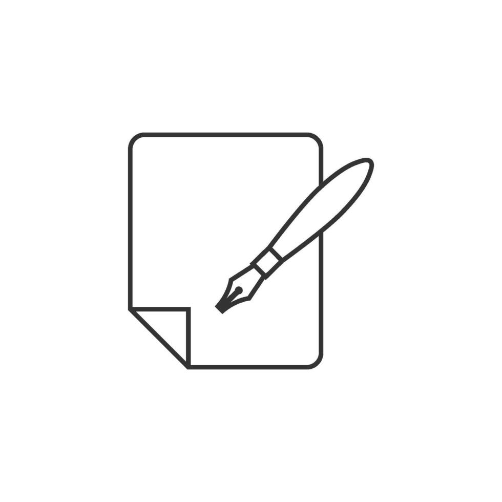 Letter quill pen icon in thin outline style vector