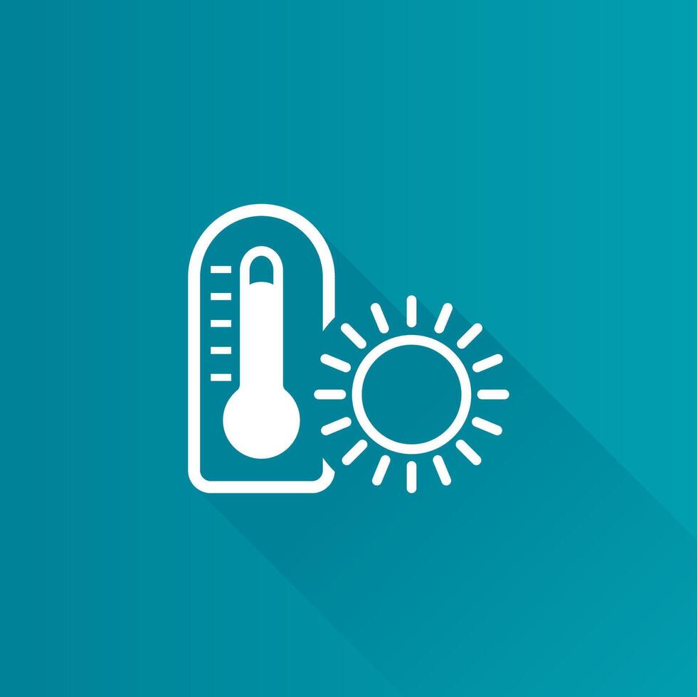 Thermometer flat color icon long shadow vector illustration