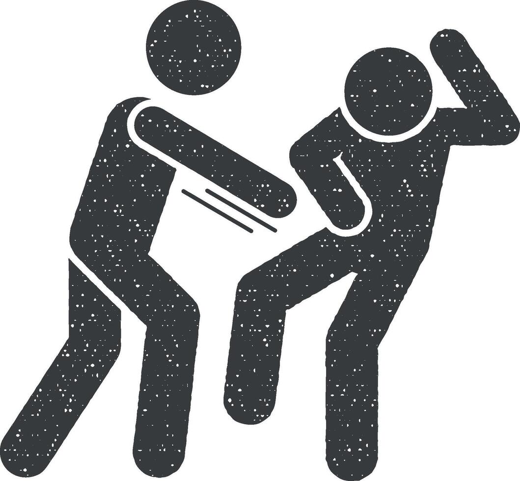 Hit men stomach icon vector illustration in stamp style