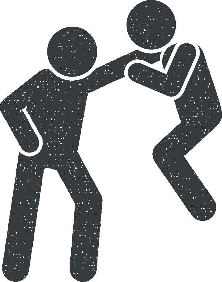Men kick icon vector illustration in stamp style