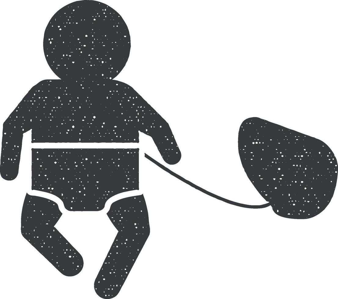 artificial respiración para el bebé icono vector ilustración en sello estilo