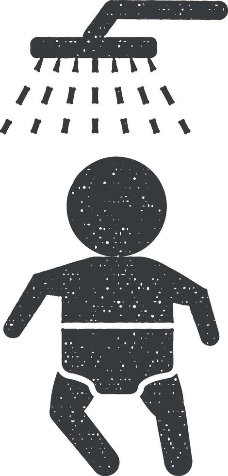 Baby, take a shower icon vector illustration in stamp style