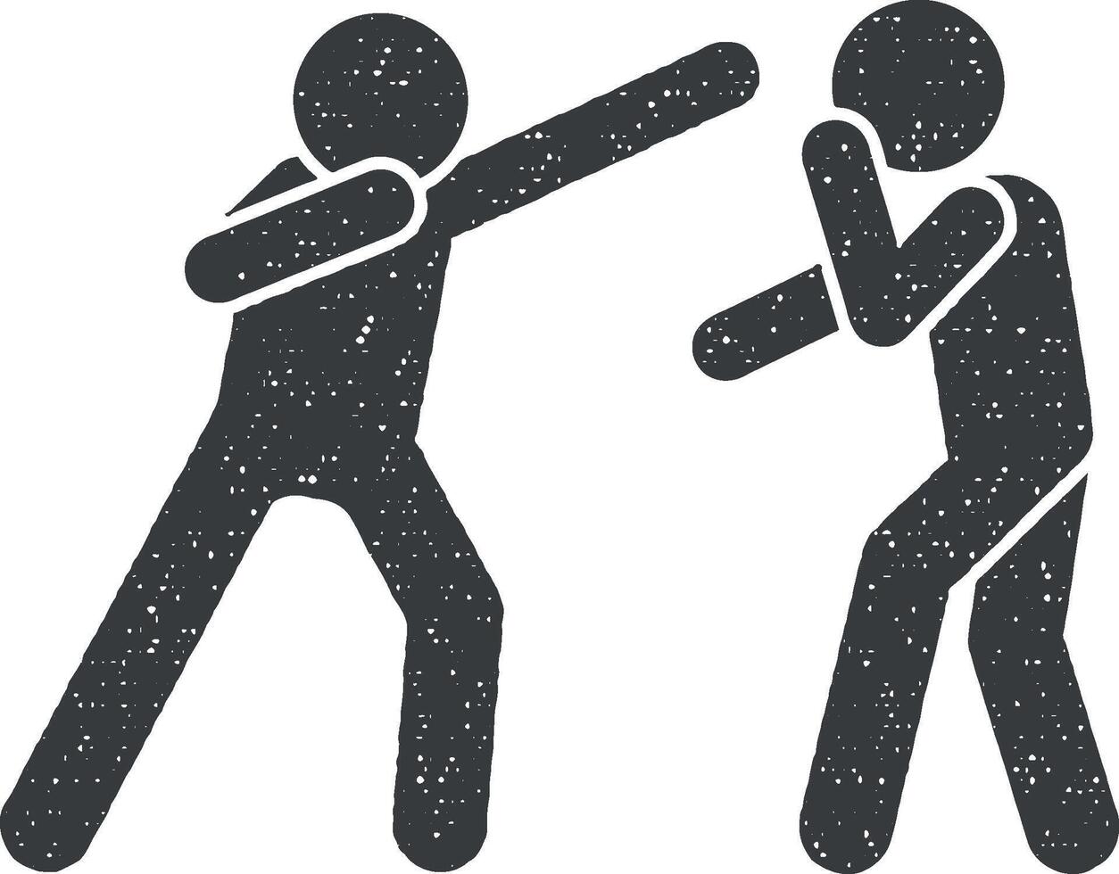 Karate men kick icon vector illustration in stamp style