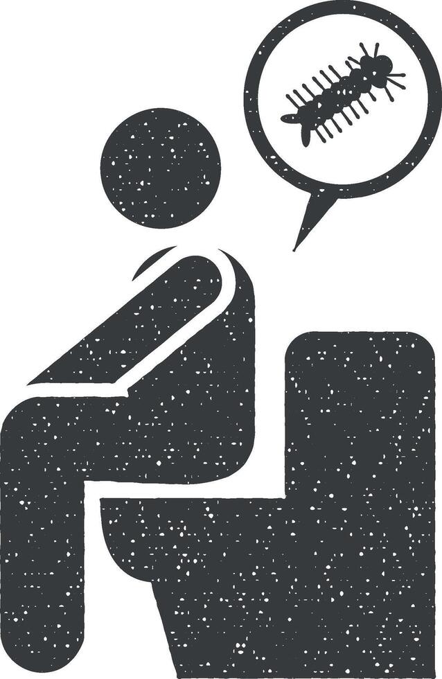 constipación, Diarrea icono vector ilustración en sello estilo