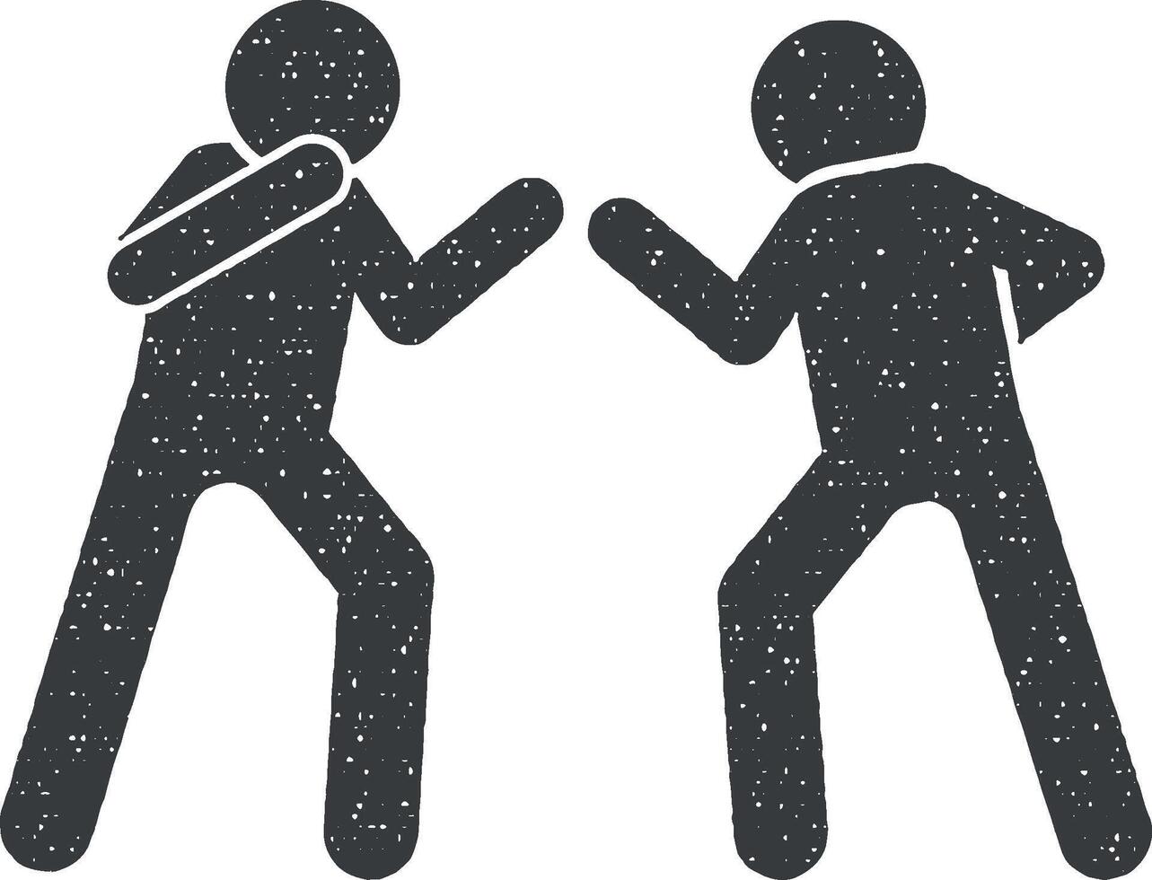 Kickboxing men icon vector illustration in stamp style