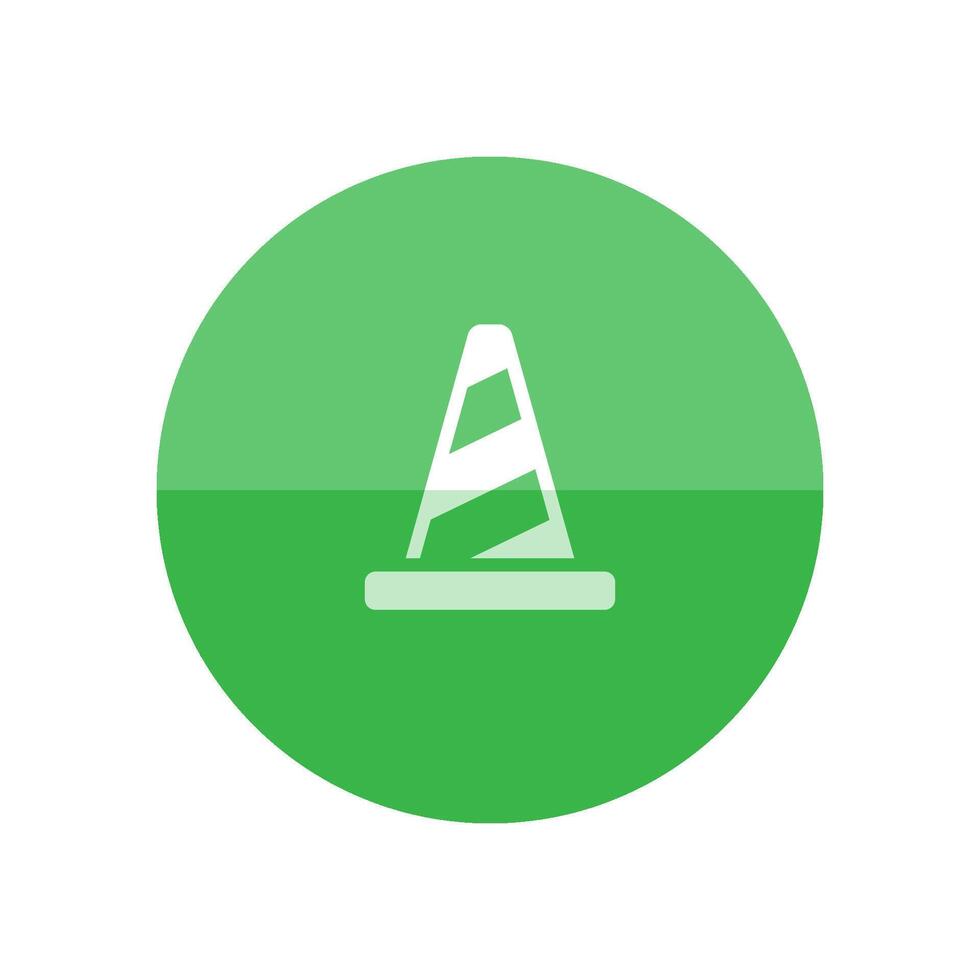 Traffic cone icon in flat color circle style. Road construction warning alert internet web page under construction vector