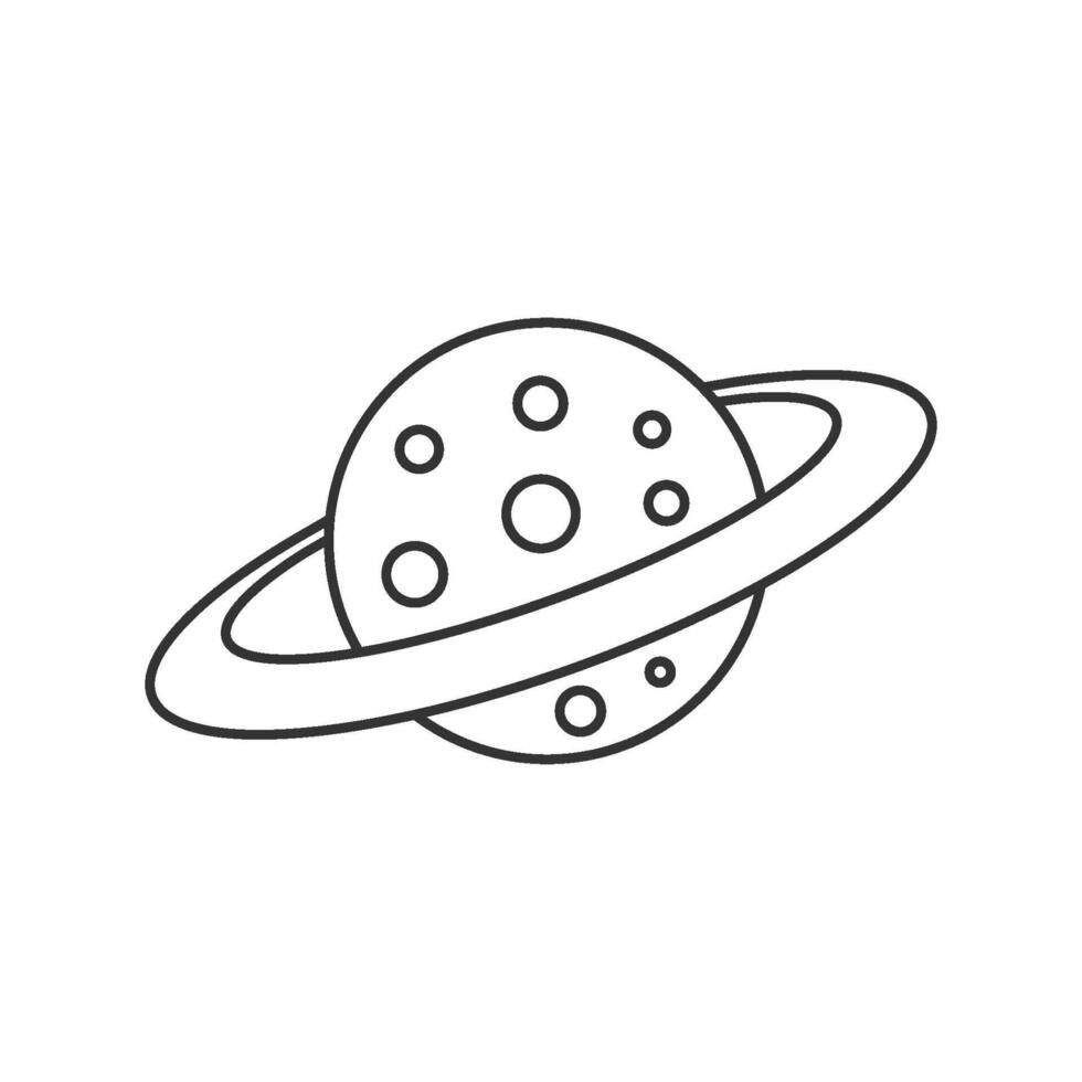 Planet Saturn icon in thin outline style vector