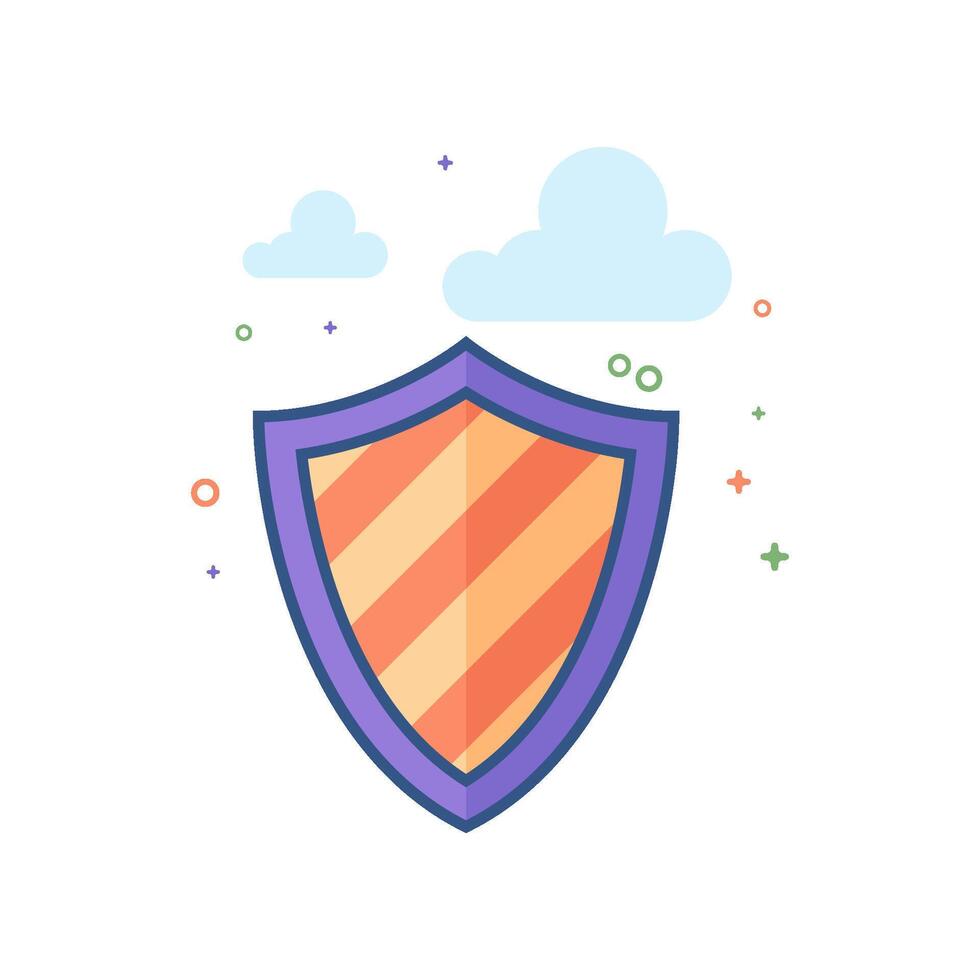 Shield icon flat color style vector illustration