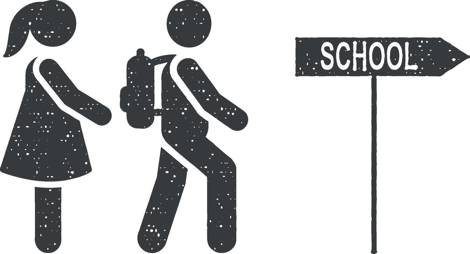 School way go students pictogram icon vector illustration in stamp style