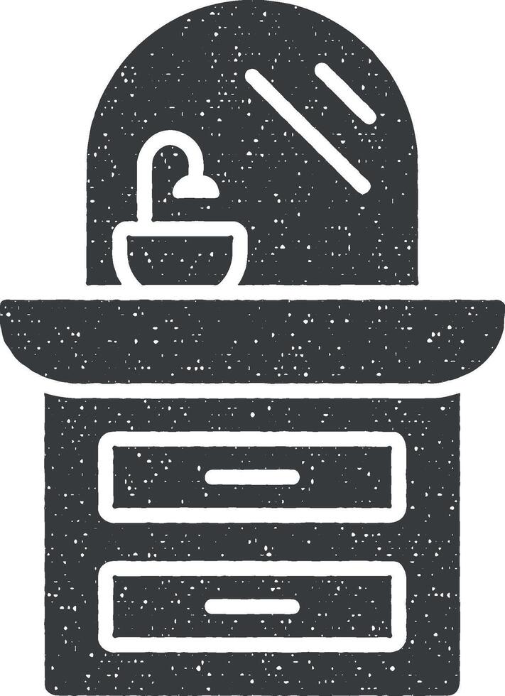 Bathroom, mirror, furniture icon vector illustration in stamp style