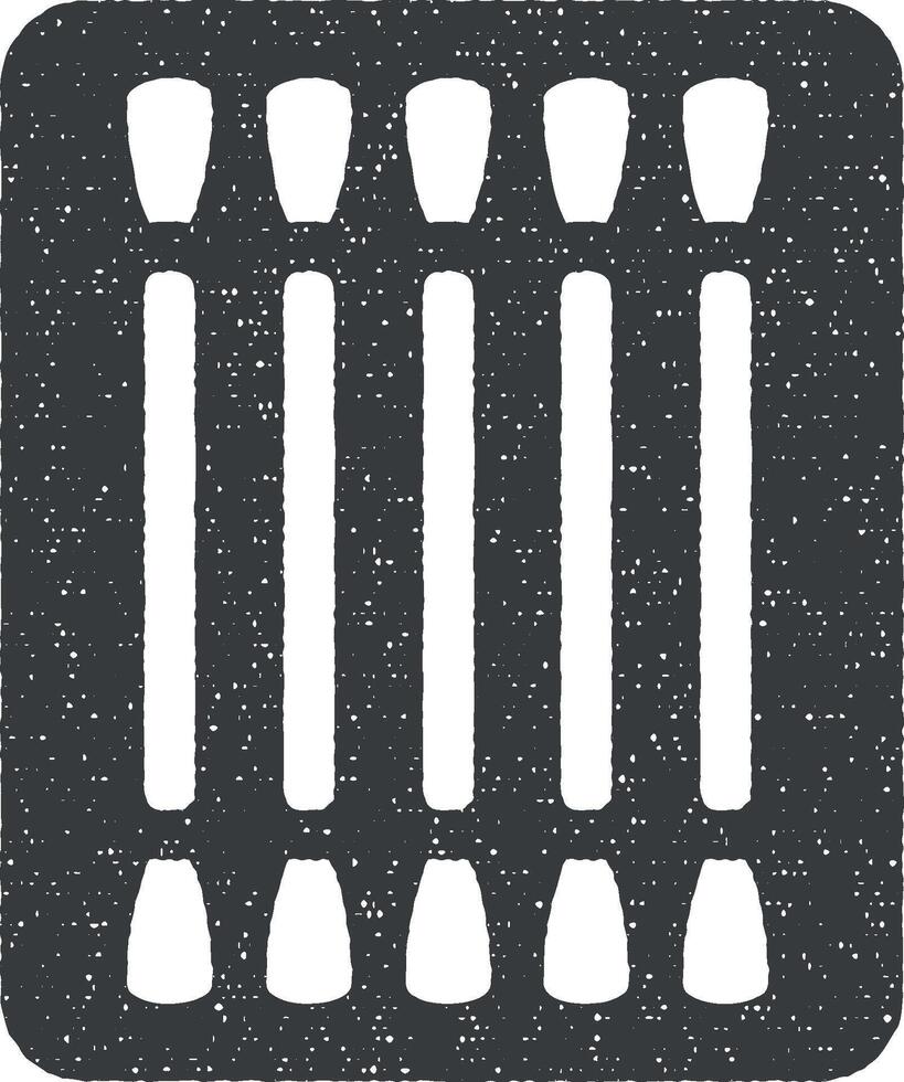 Cotton buds, ear, bathroom icon vector illustration in stamp style