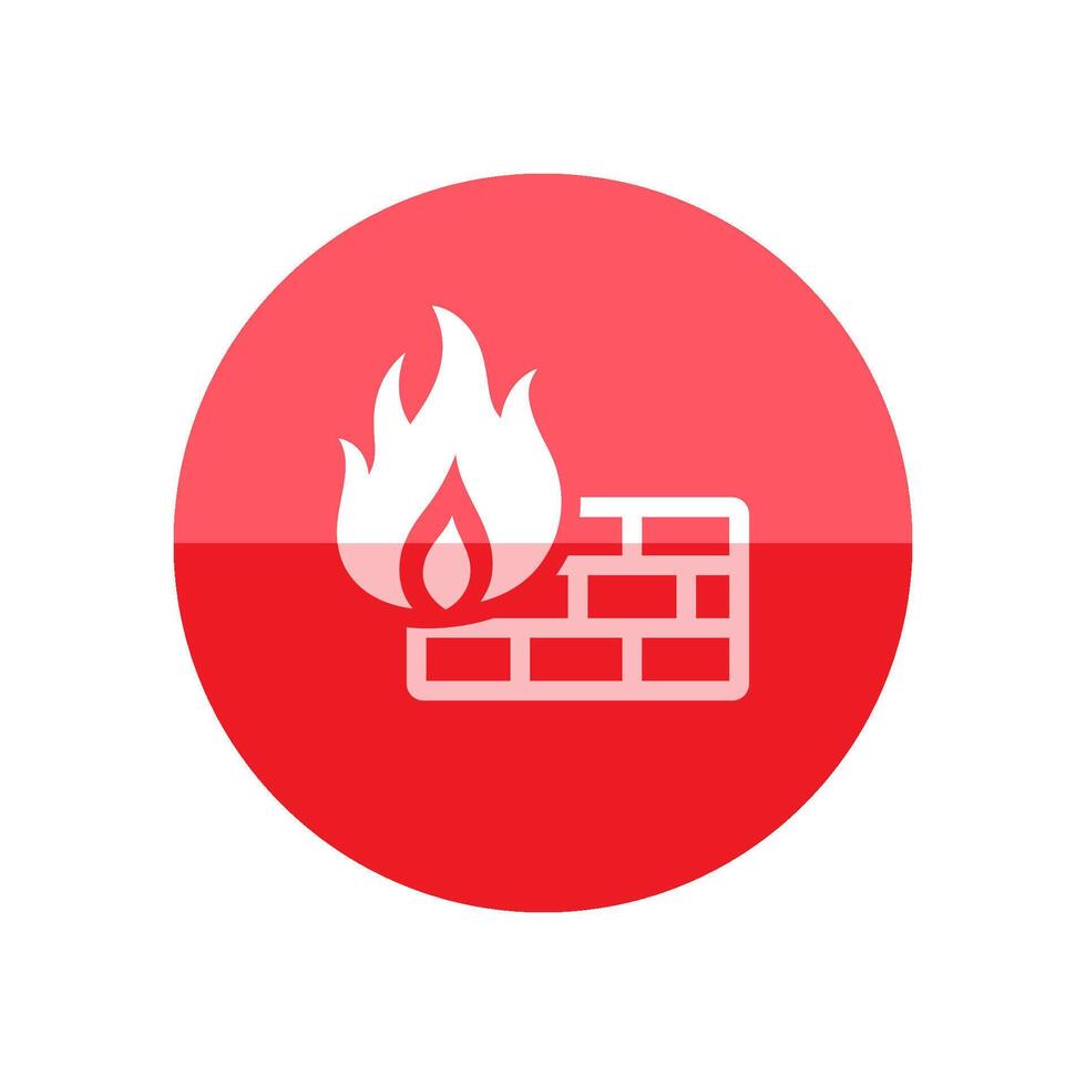 Firewall icon in flat color circle style. Computer network, internet protection, antivirus vector