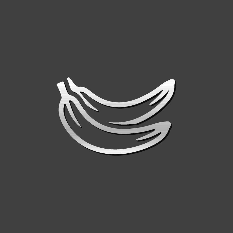 Banana icon in metallic grey color style. Food fruit yellow vitamin vector