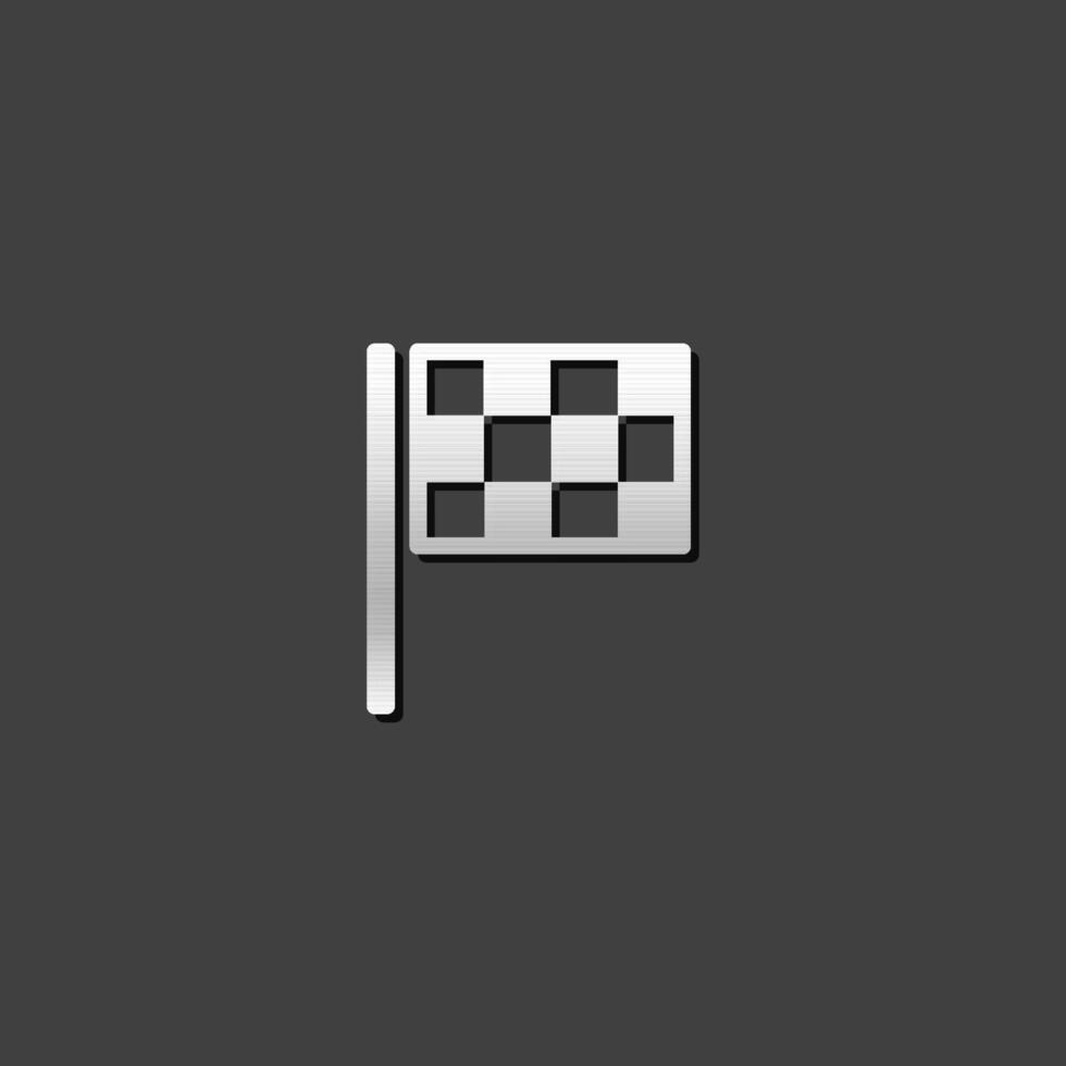 Race flag icon in metallic grey color style. Sport automotive car rally waving finish vector