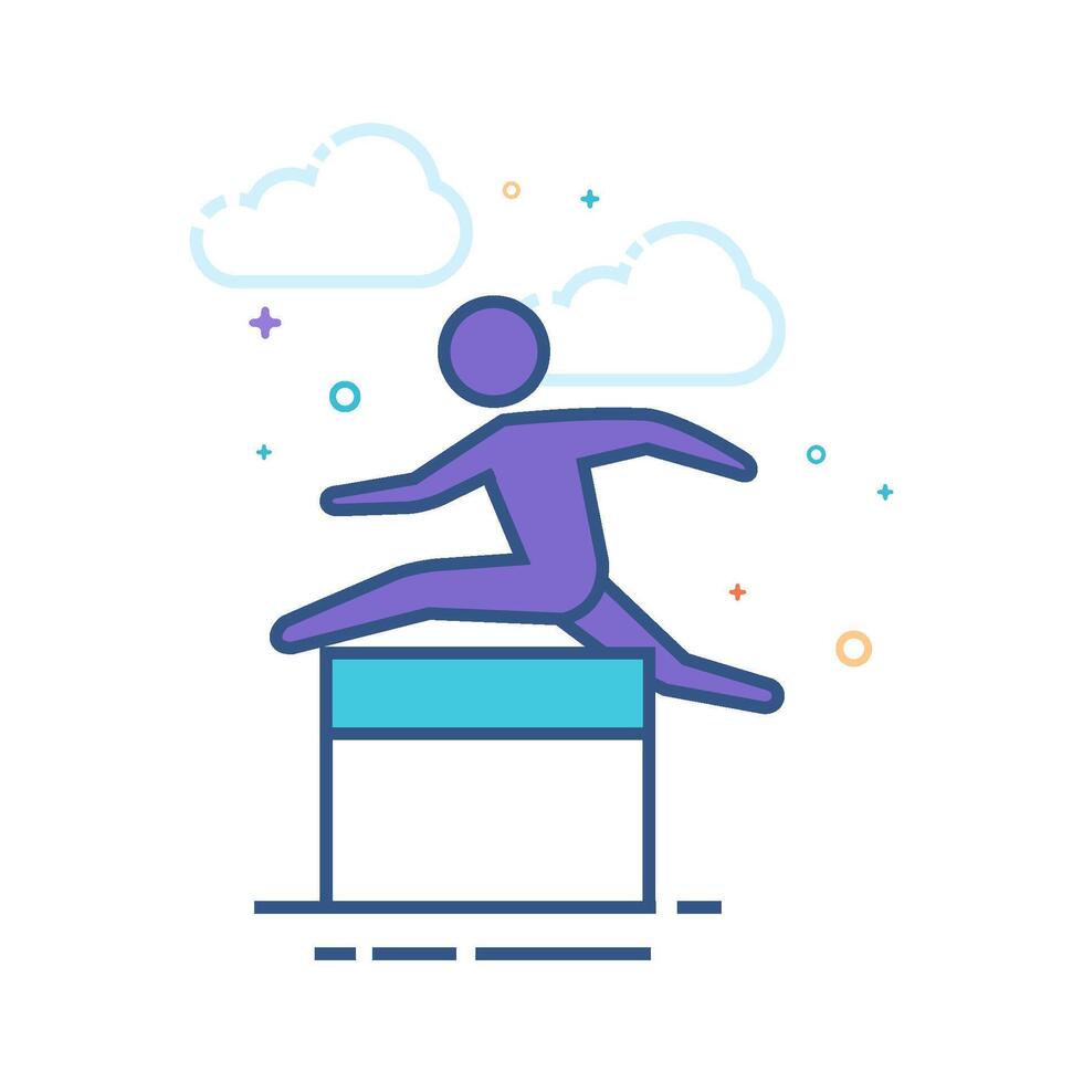 Hurdle run icon flat color style vector illustration