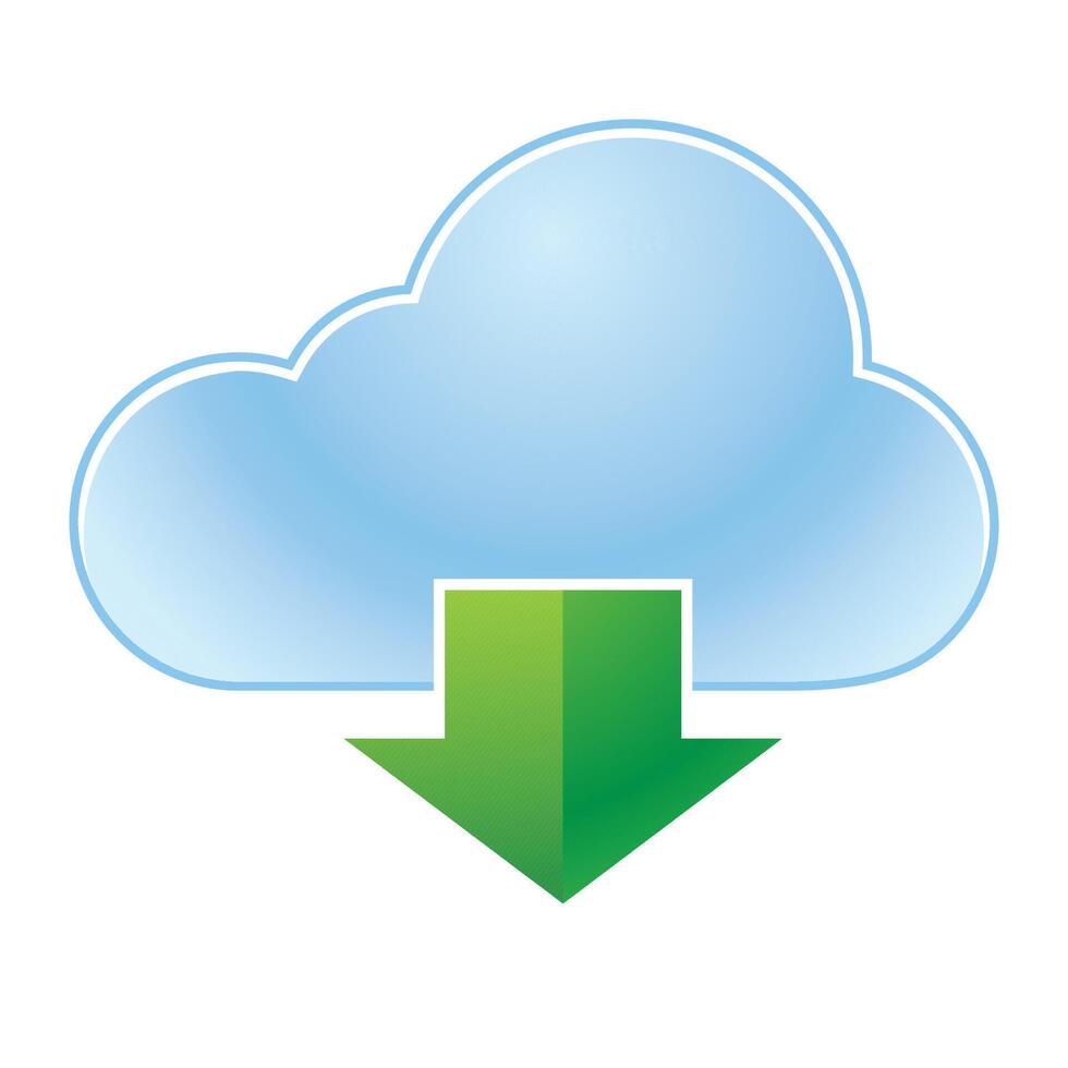 Cloud icon with arrows in color. Computing data storage vector