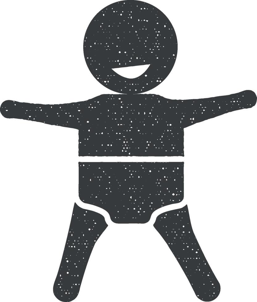 Baby happy icon vector illustration in stamp style