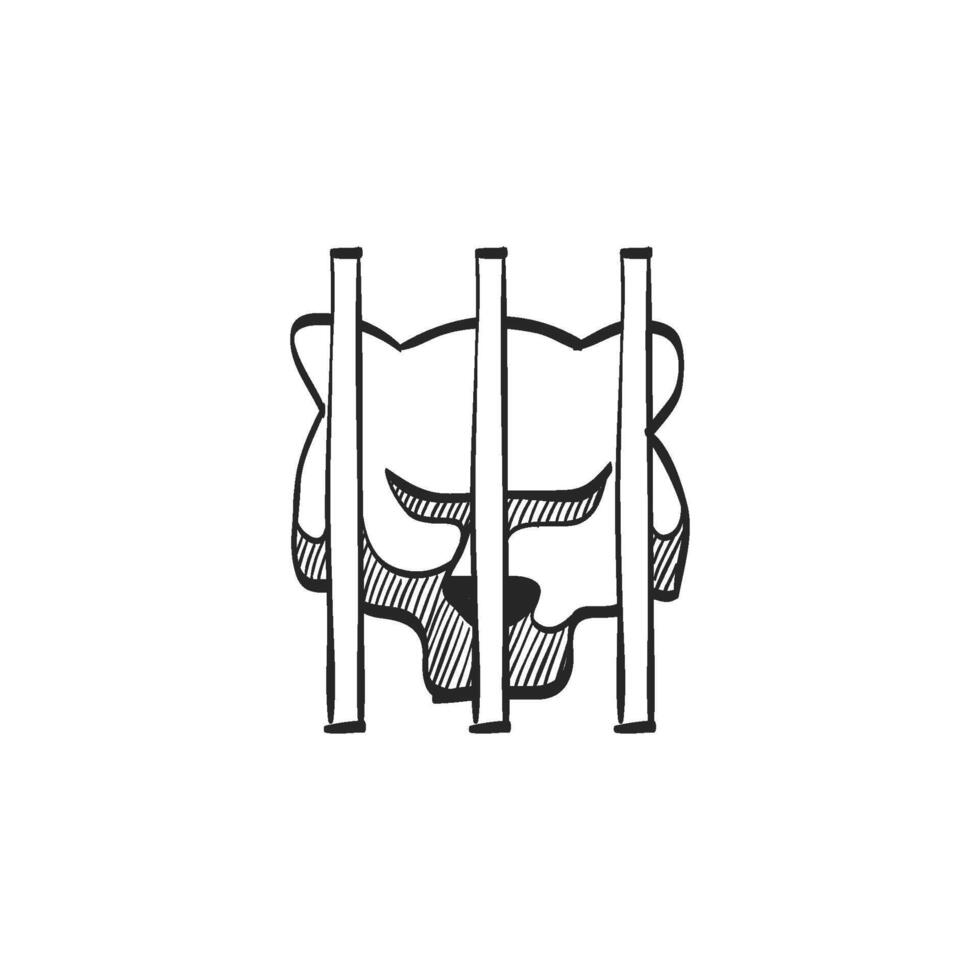 Hand drawn sketch icon caged animal vector
