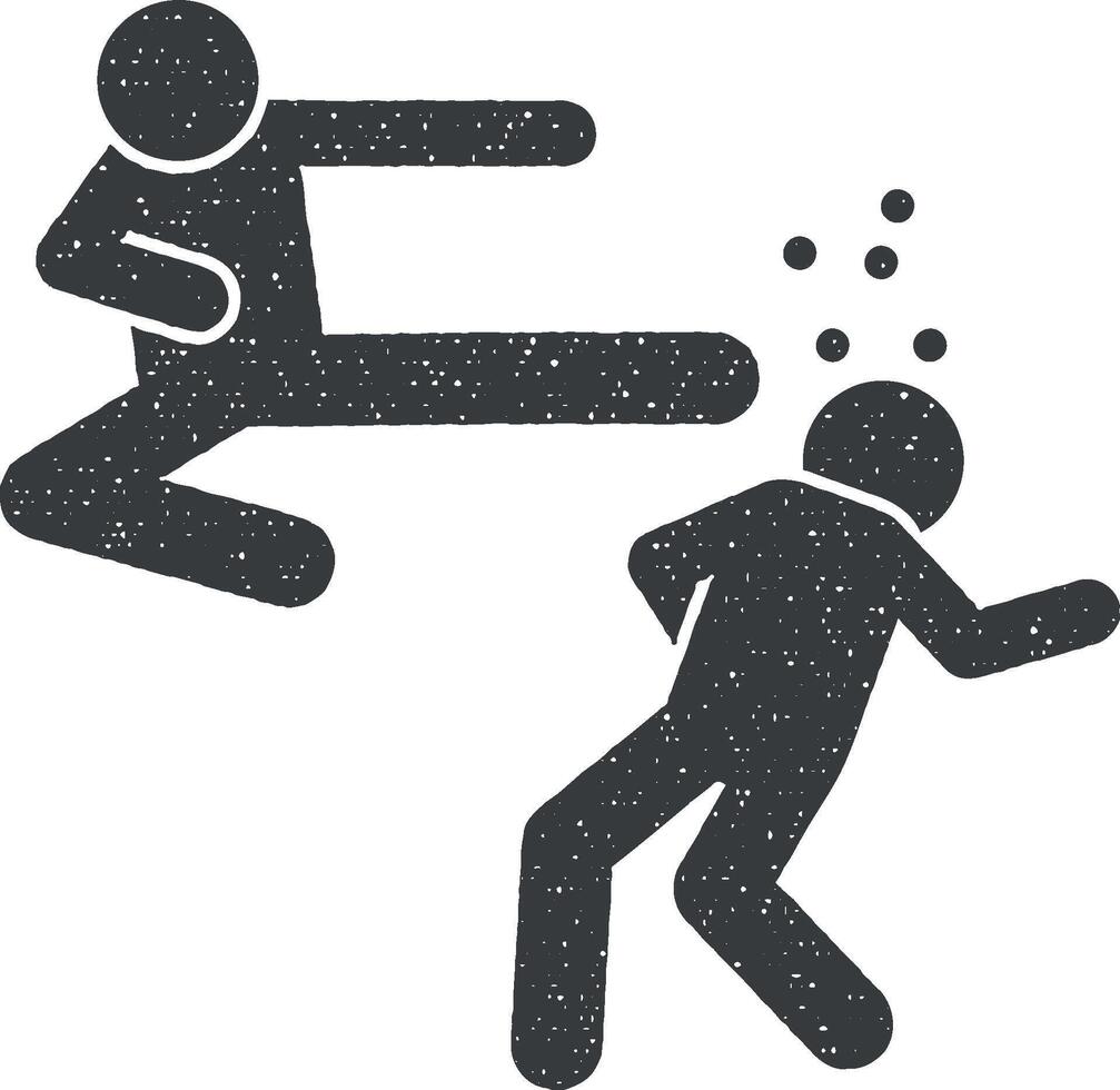 Blood fight brawl icon vector illustration in stamp style