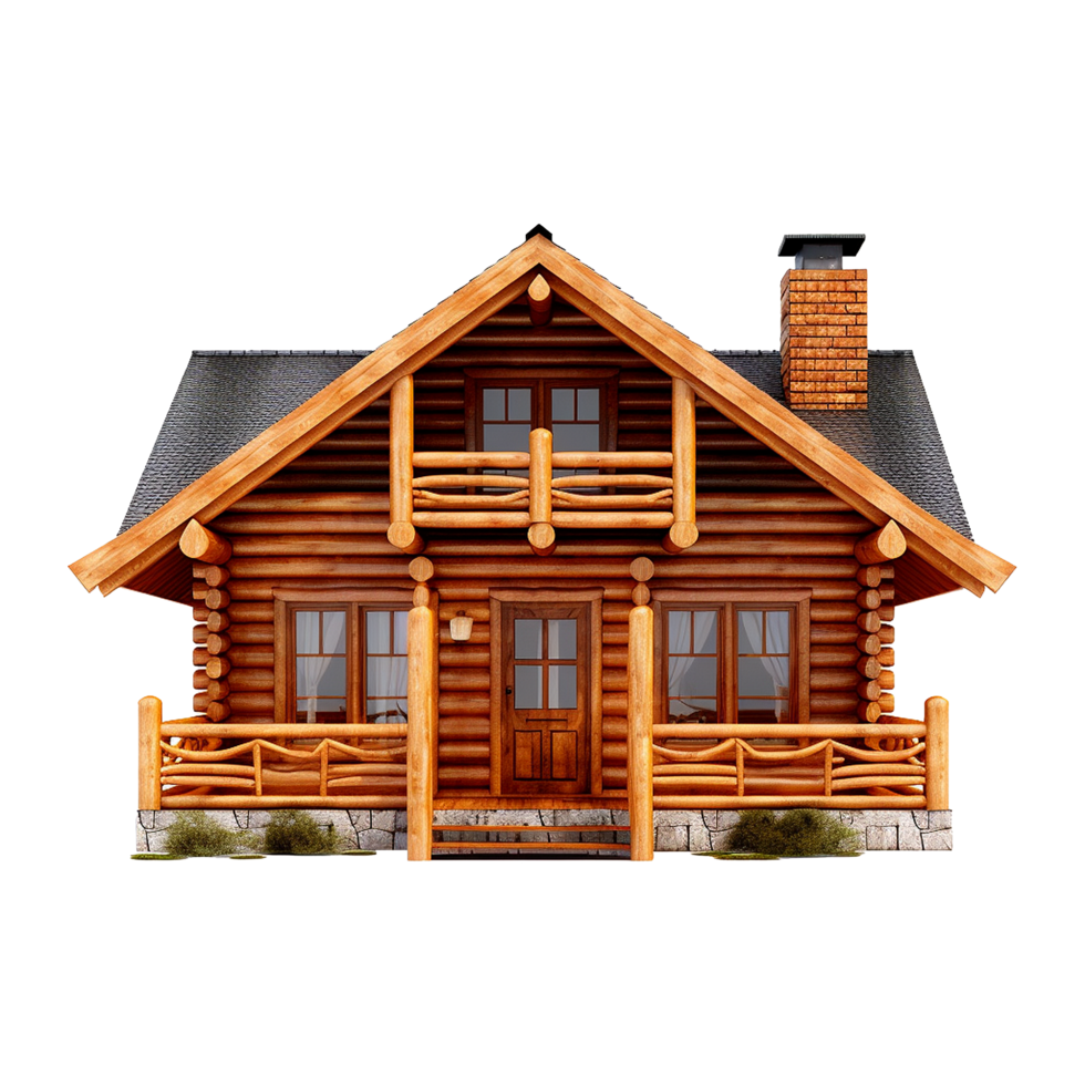 AI generated Log cabin isolated on transparent background png