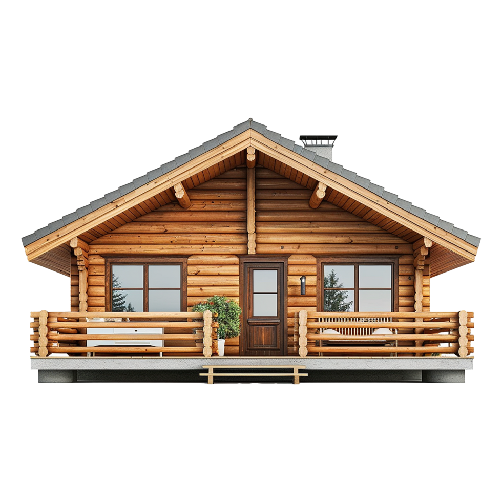 AI generated Log cabin isolated on transparent background png