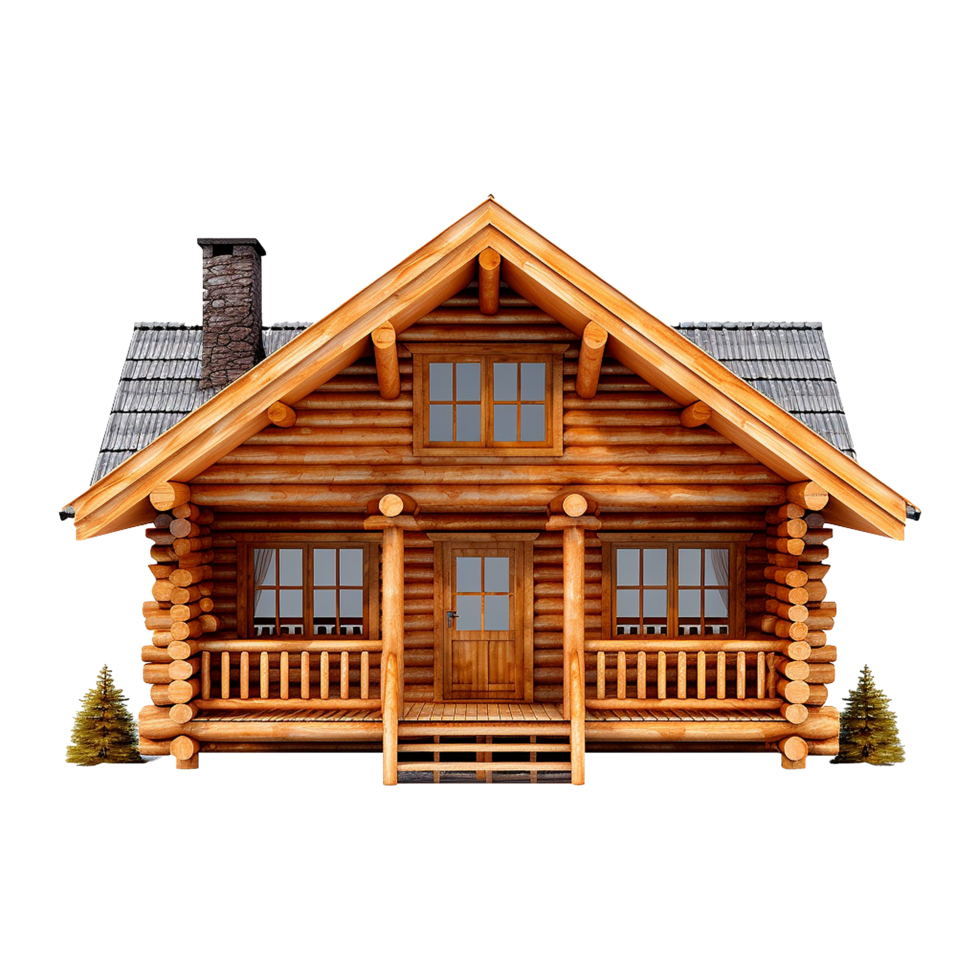 AI generated Log cabin isolated on transparent background png