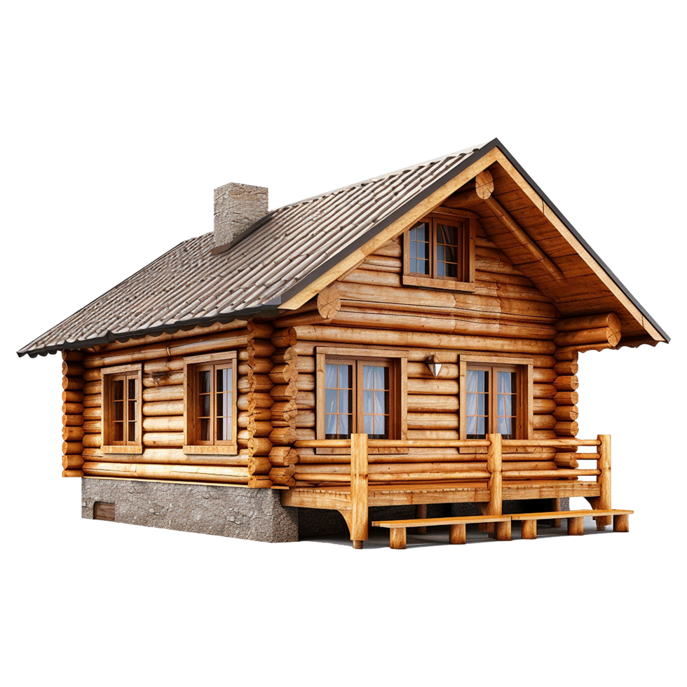 AI generated Log cabin isolated on transparent background png