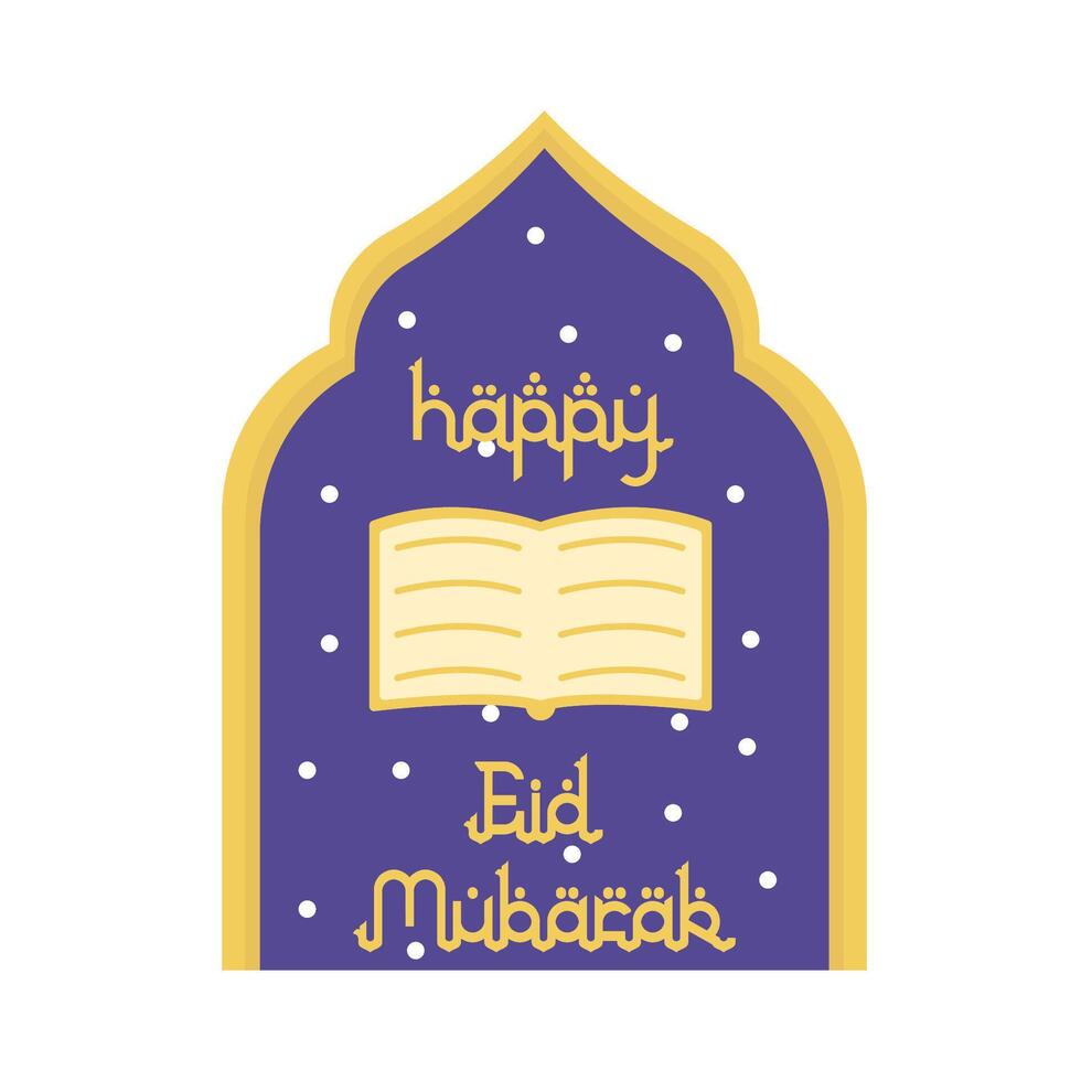 happy eid mubarak greetings badge illustration vector