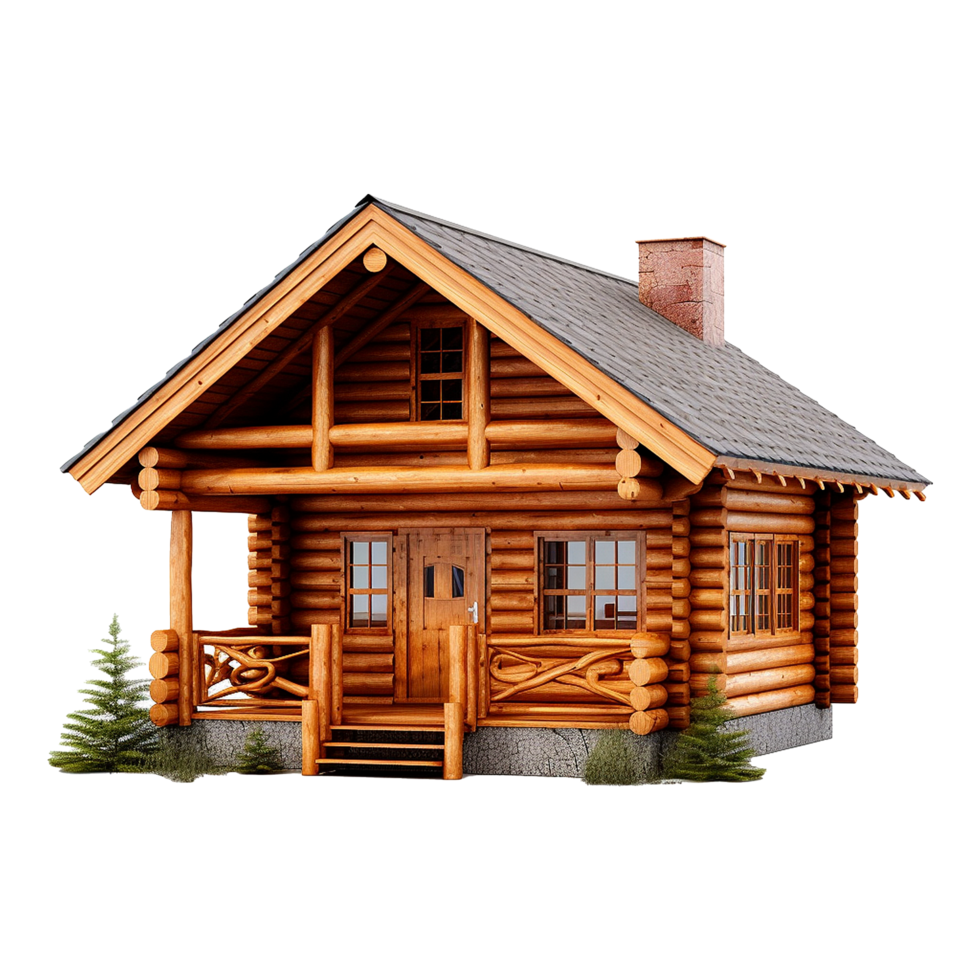 AI generated Log cabin isolated on transparent background png