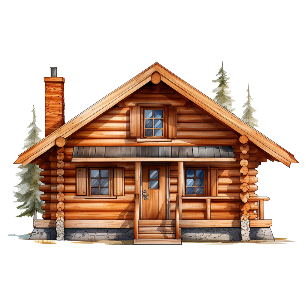 AI generated Log cabin isolated on transparent background png